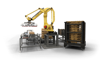 A profile view of a Delkor Palletizing System